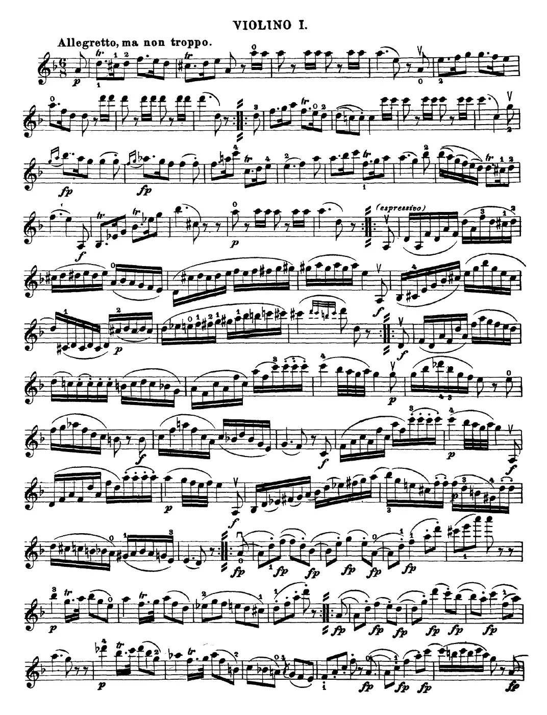 Mozart《Quartet No.15 in D Minor,K.421》（Violin 1分谱）