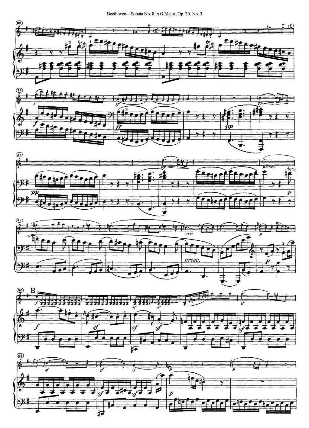 Violin Sonata No.8 in G Major Op.30 No.3（小提琴+钢琴伴奏）