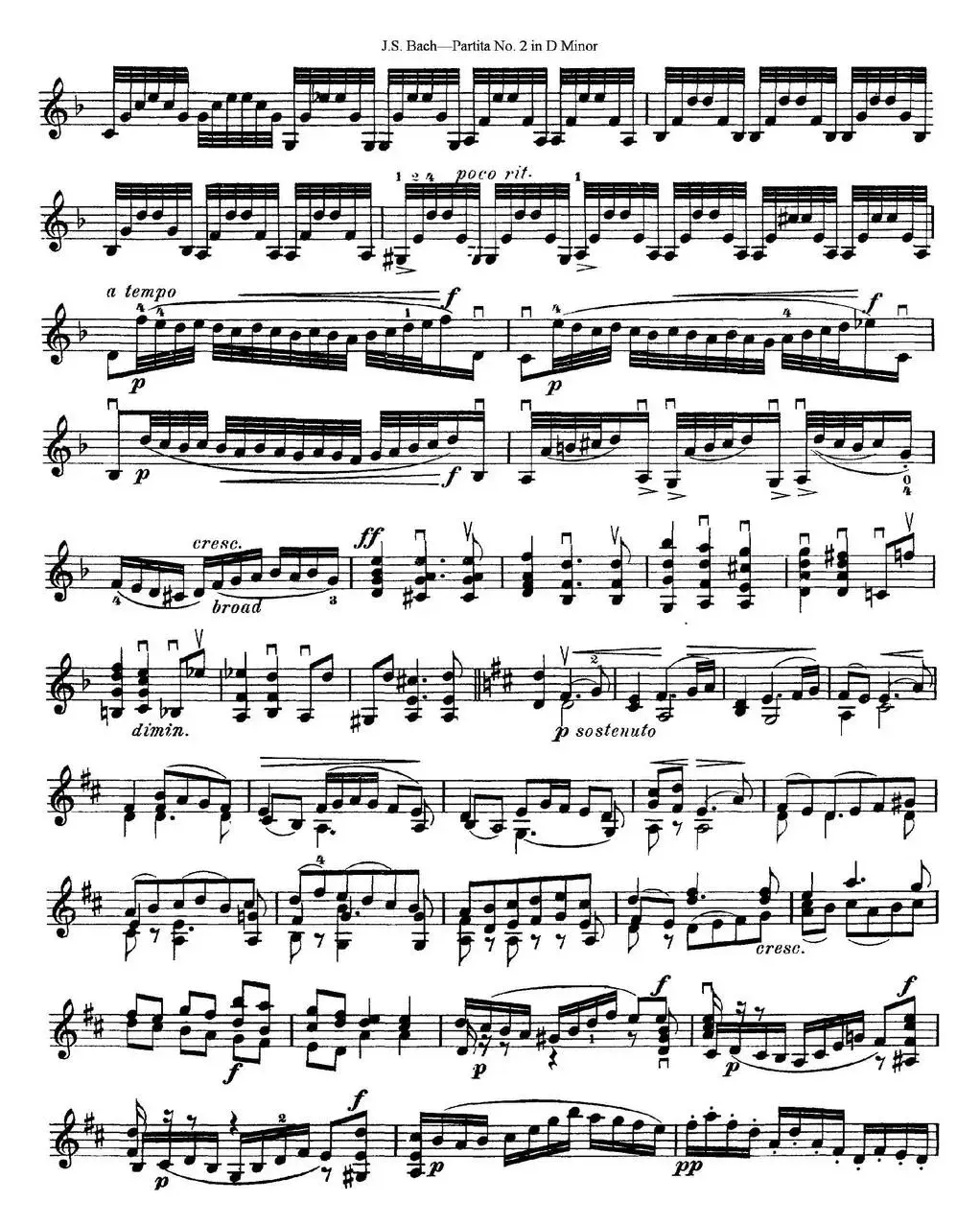 6 Violin Sonatas and Partitas 4.Partita No.2 in D Minor