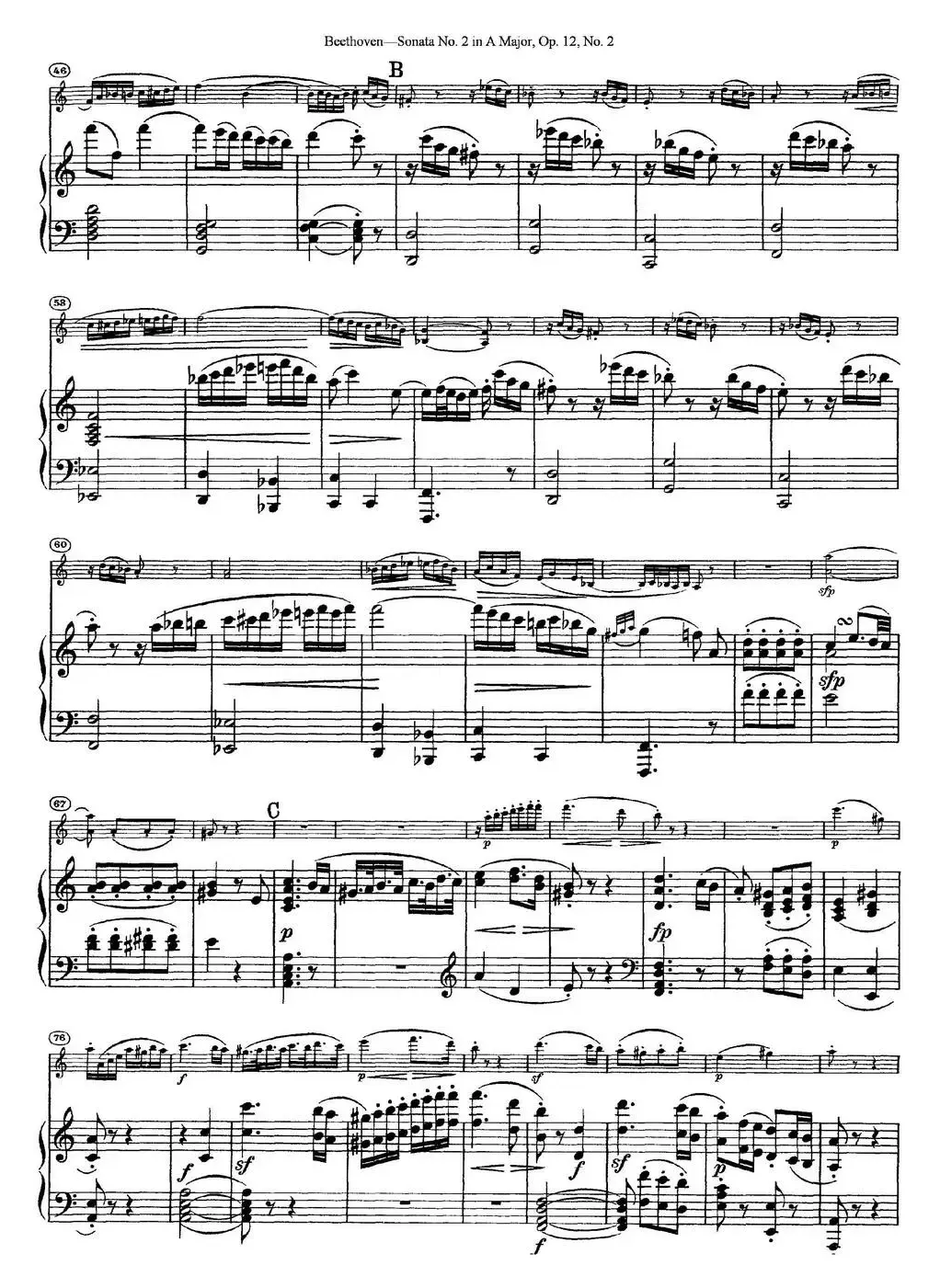 Violin Sonata No.2 in A Major Op.12 No.2（小提琴+钢琴伴奏）