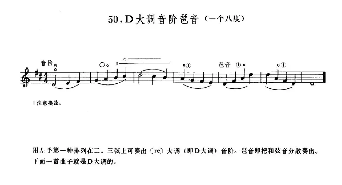 学琴之路练习曲50、D大调音阶琶音（一个八度）