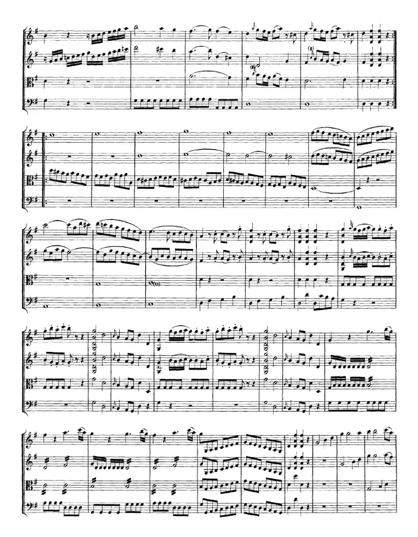 Mozart《Quartet No.1 in G Major,K.80》（总谱）