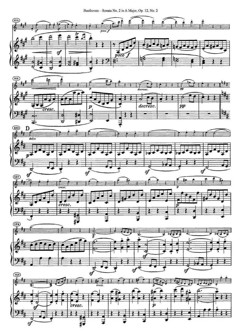 Violin Sonata No.2 in A Major Op.12 No.2（小提琴+钢琴伴奏）