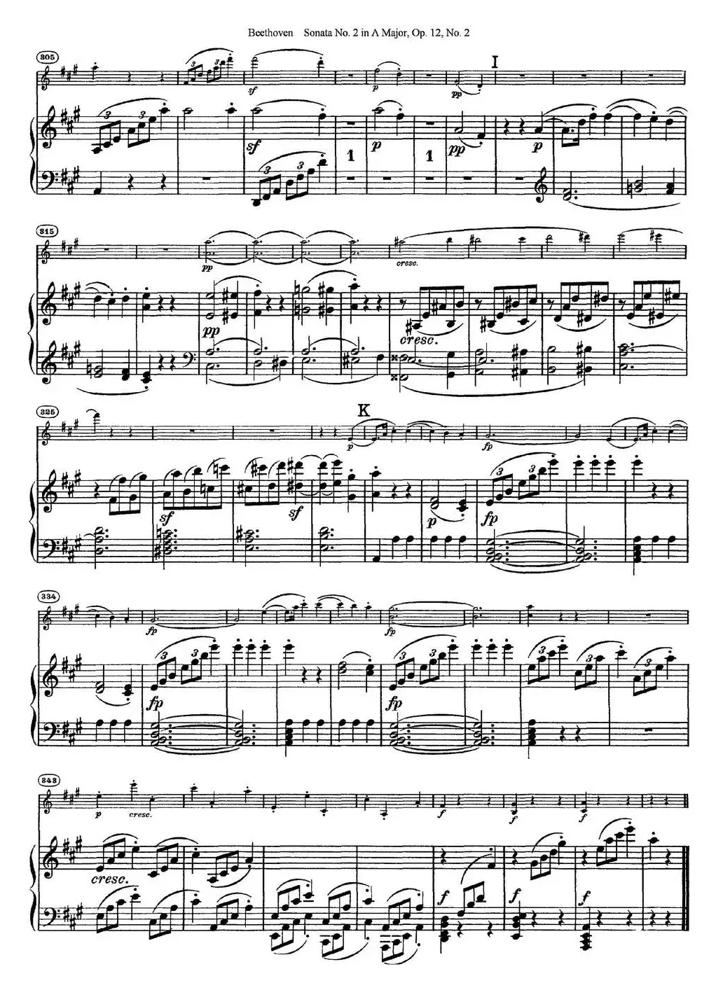 Violin Sonata No.2 in A Major Op.12 No.2（小提琴+钢琴伴奏）