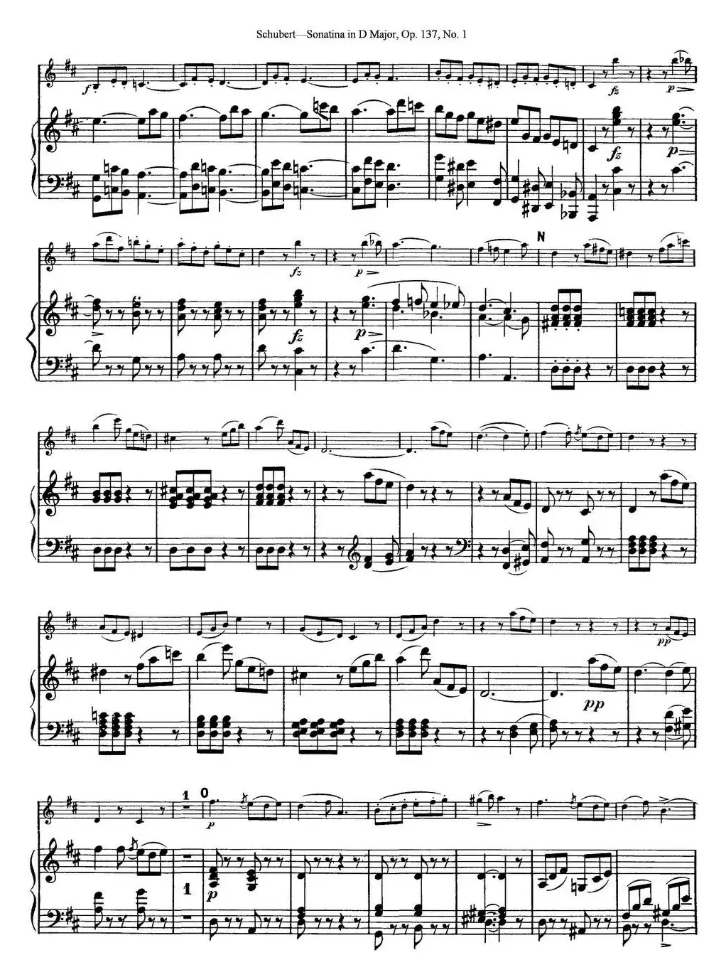 Violin Sonatina in D major Op.137 No.1（小提琴+钢琴伴奏）