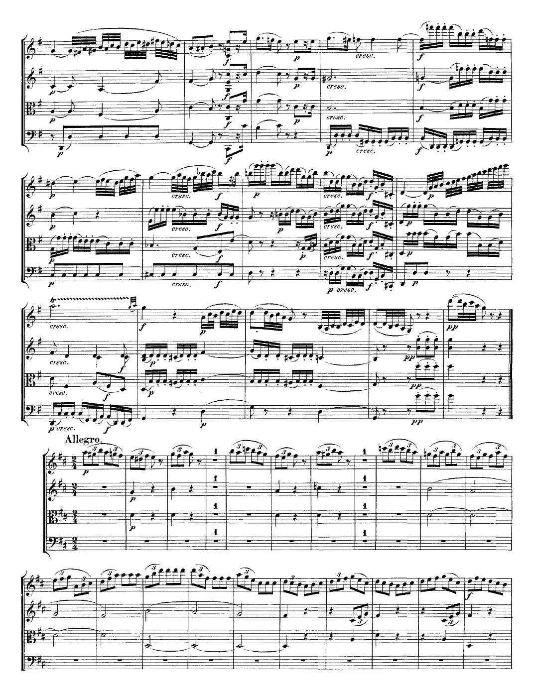 Mozart《Quartet No.20 in D Major,K.499》（总谱）