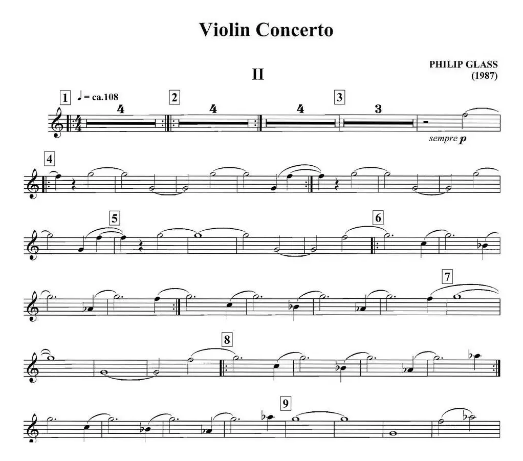 PHILIP GLASS Violin Concerto（格拉斯小提琴协奏曲II）