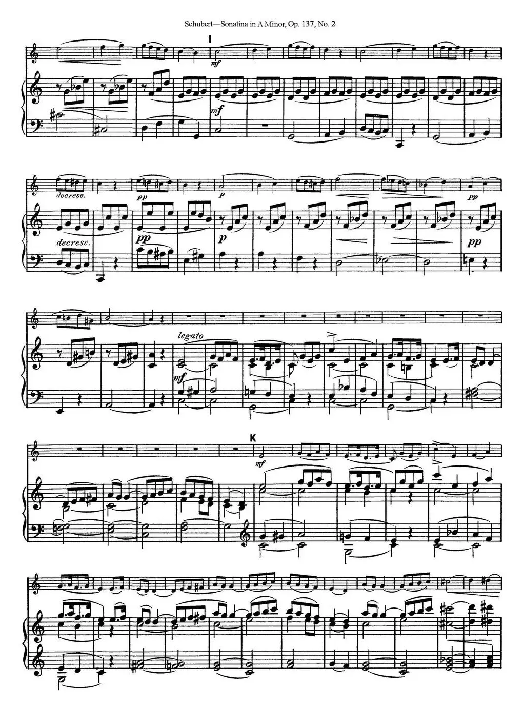 Violin Sonatina in A minor Op.137 No.2（小提琴+钢琴伴奏）