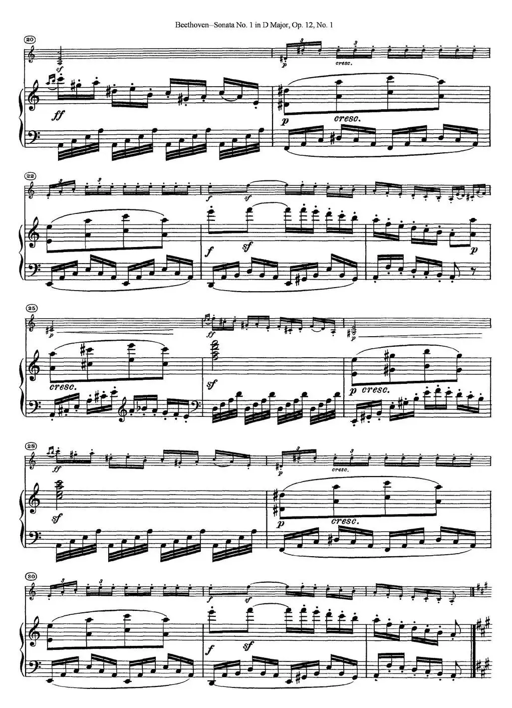 Violin Sonata No.1 in D Major Op.12 No.1（小提琴+钢琴伴奏）