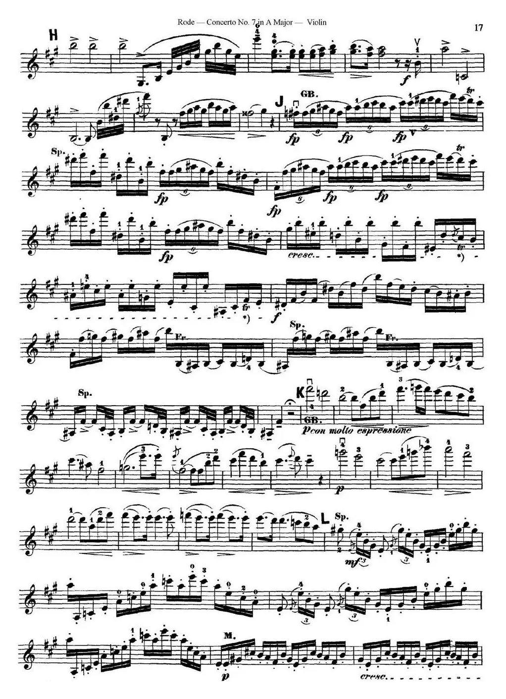 Rode Concerto No.7 in A Major（小提琴分谱）