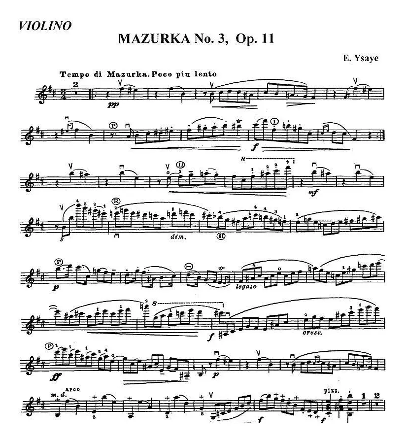 伊萨伊作品集：Mazurka No.3，Op.11