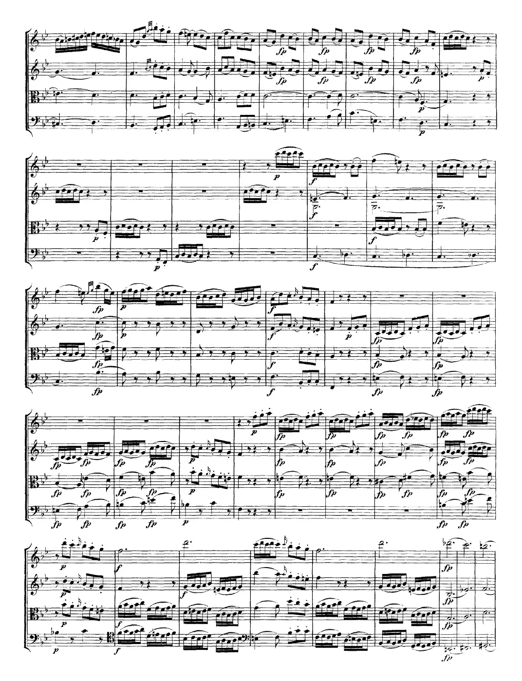 Mozart《Quartet No.17 in Bb Major,K.458》（总谱）