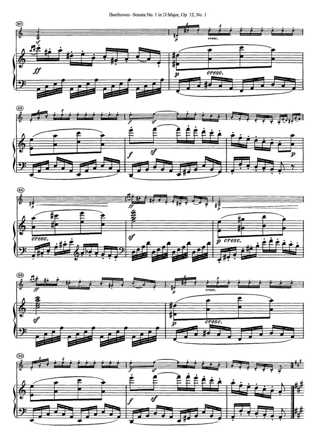 Violin Sonata No.1 in D Major Op.12 No.1（小提琴+钢琴伴奏）