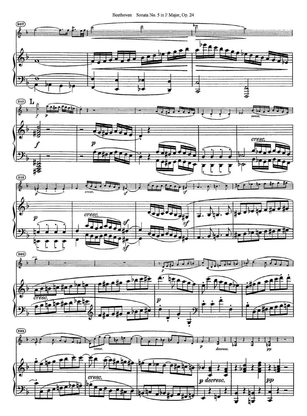 Violin Sonata No.5 in F Major Op.24（小提琴+钢琴伴奏）