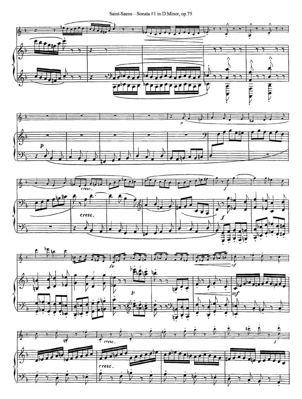 Violin Sonata No.1 in D Minor Op.75（小提琴+钢琴伴奏）