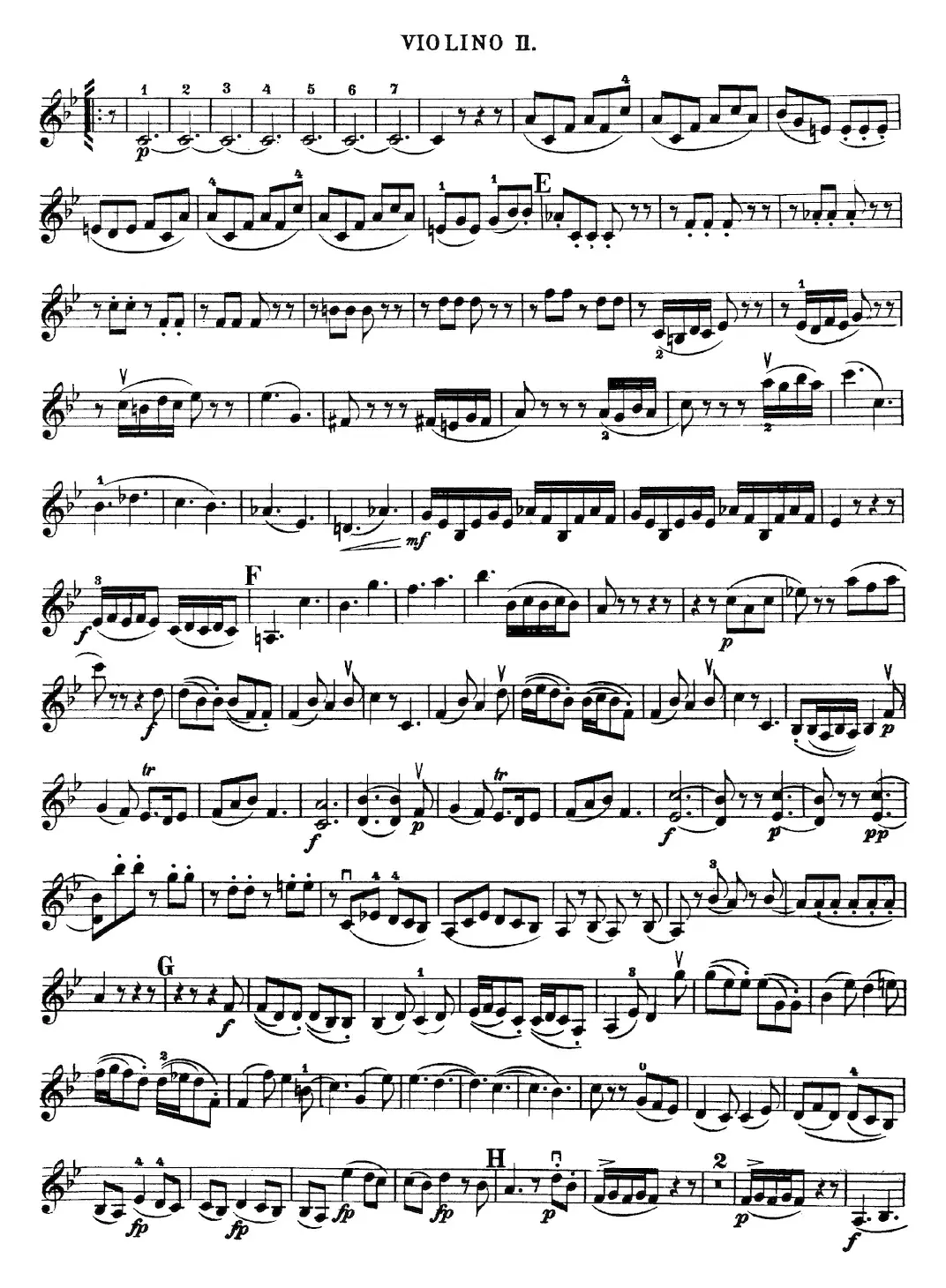 Mozart《Quartet No.17 in Bb Major,K.458》（Violin 2分谱）
