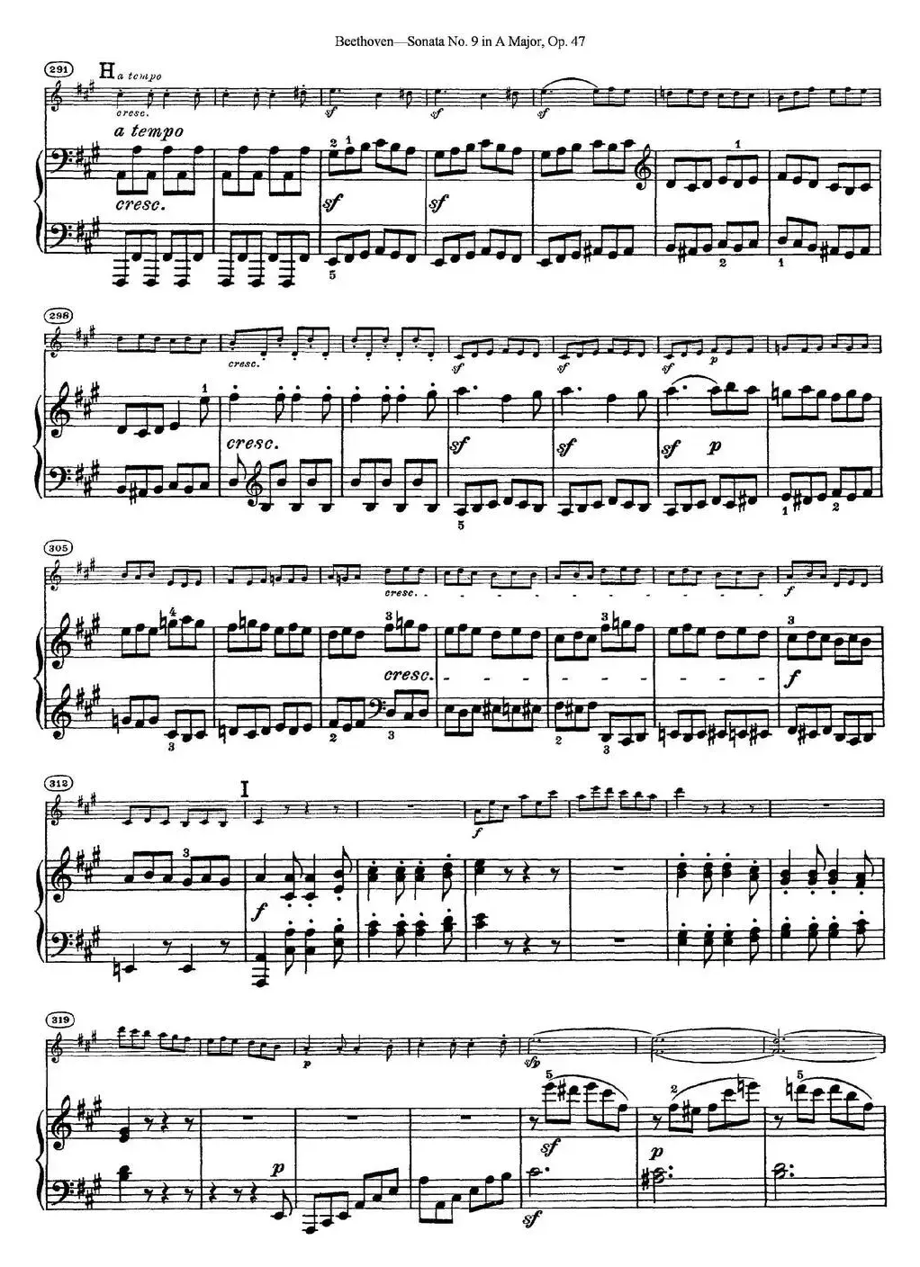 Violin Sonata No.9 in A Major Op.47（小提琴+钢琴伴奏）