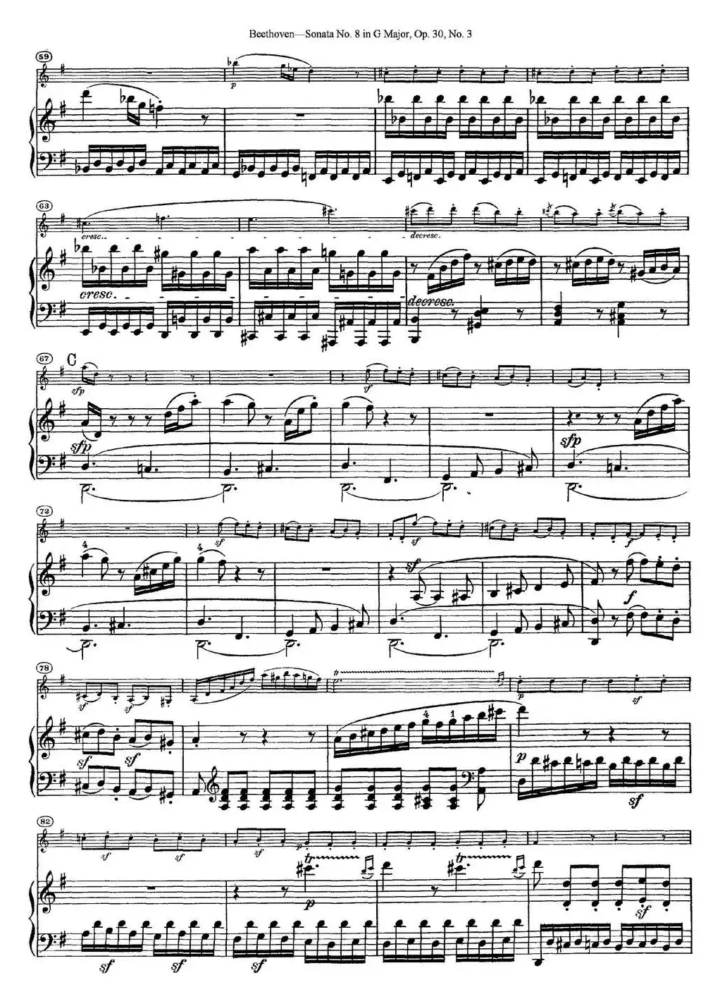 Violin Sonata No.8 in G Major Op.30 No.3（小提琴+钢琴伴奏）