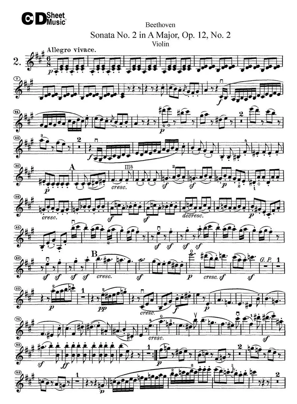 Violin Sonata No.2 in A Major Op.12 No.2