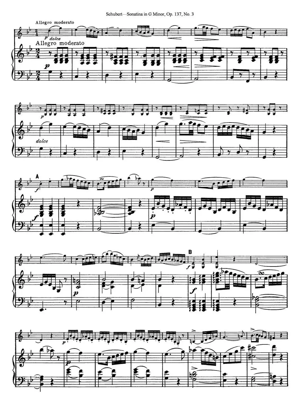 Violin Sonatina in G minor Op.137 No.3（小提琴+钢琴伴奏）