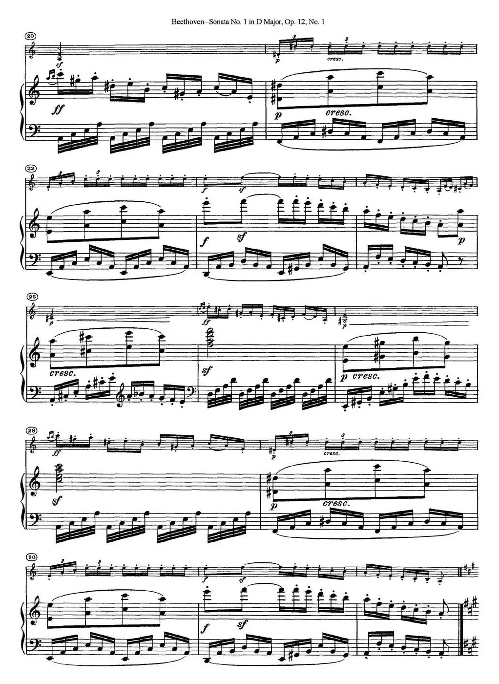 Violin Sonata No.1 in D Major Op.12 No.1（小提琴+钢琴伴奏）