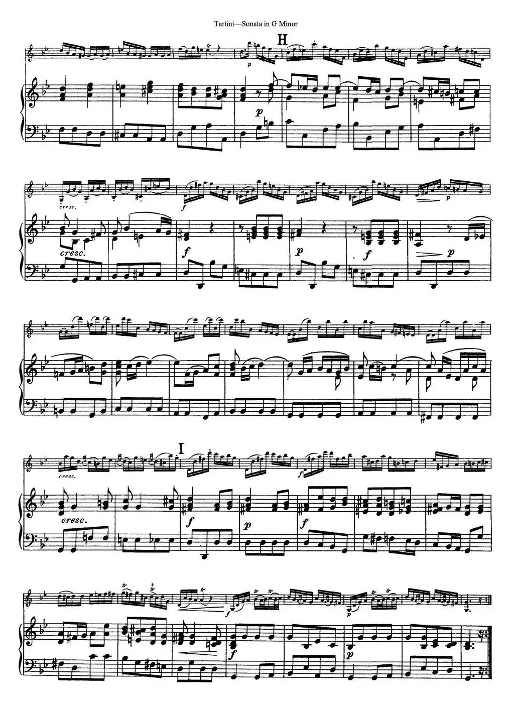 Violin Sonata in G Minor（The Devil's Trill）（小提琴+钢琴伴奏）