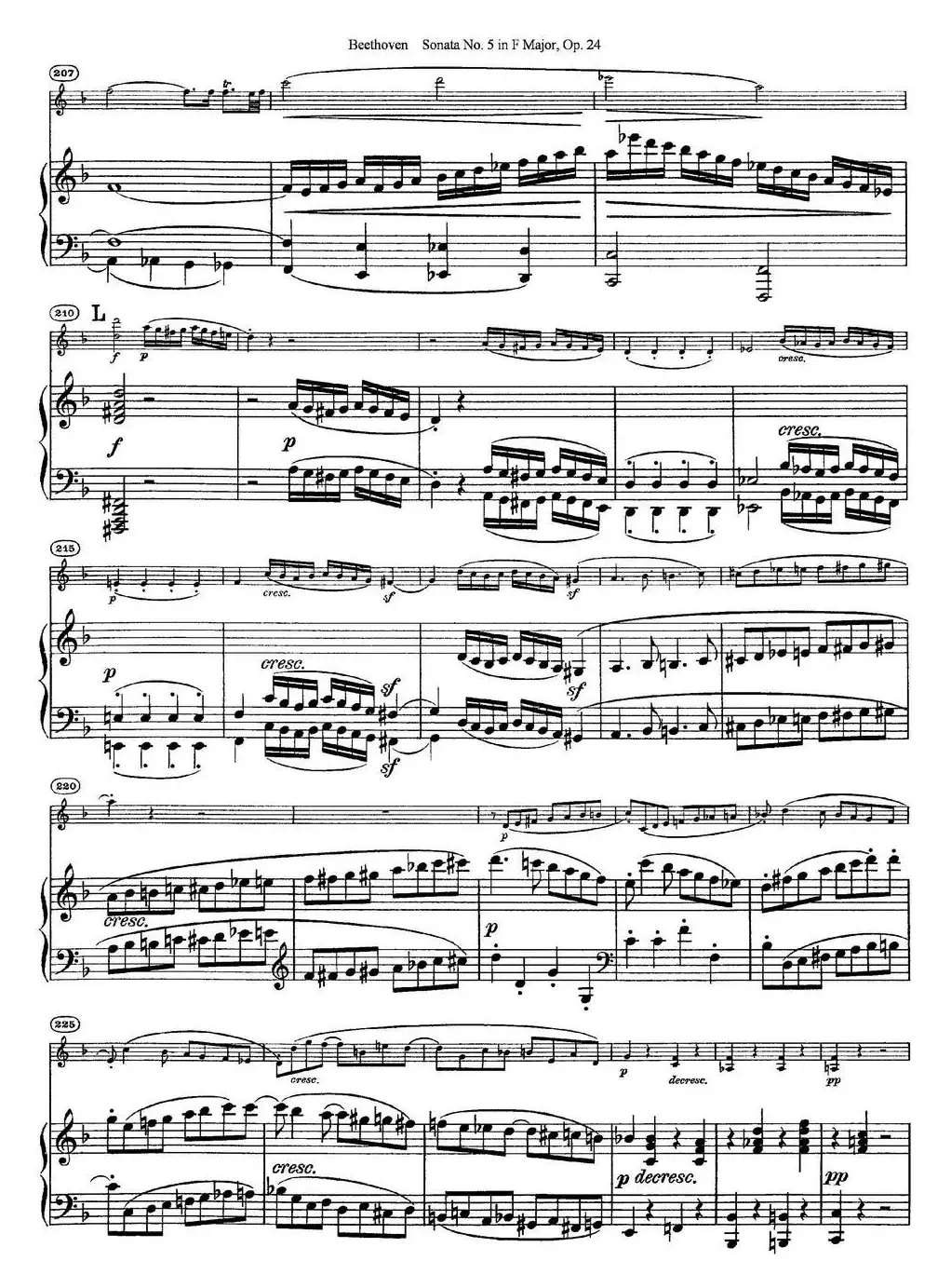 Violin Sonata No.5 in F Major Op.24（小提琴+钢琴伴奏）