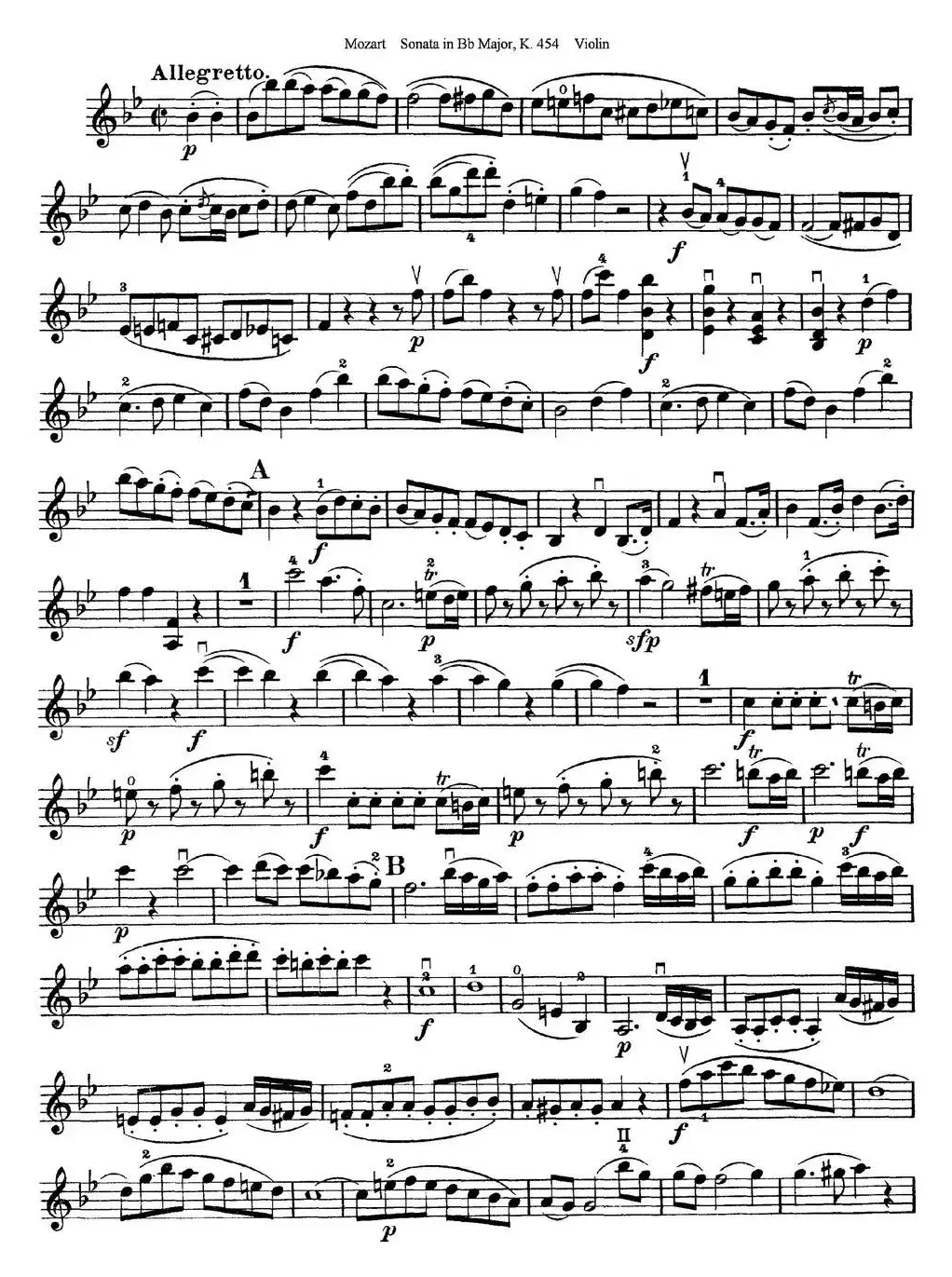 Violin Sonata in Bb Major K.454