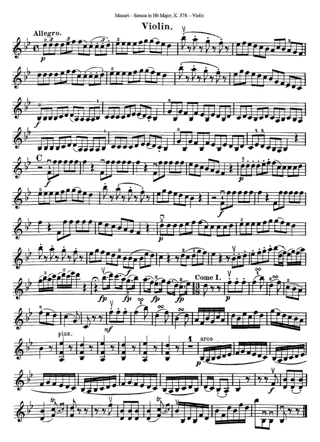 Violin Sonata in Bb Major K.378