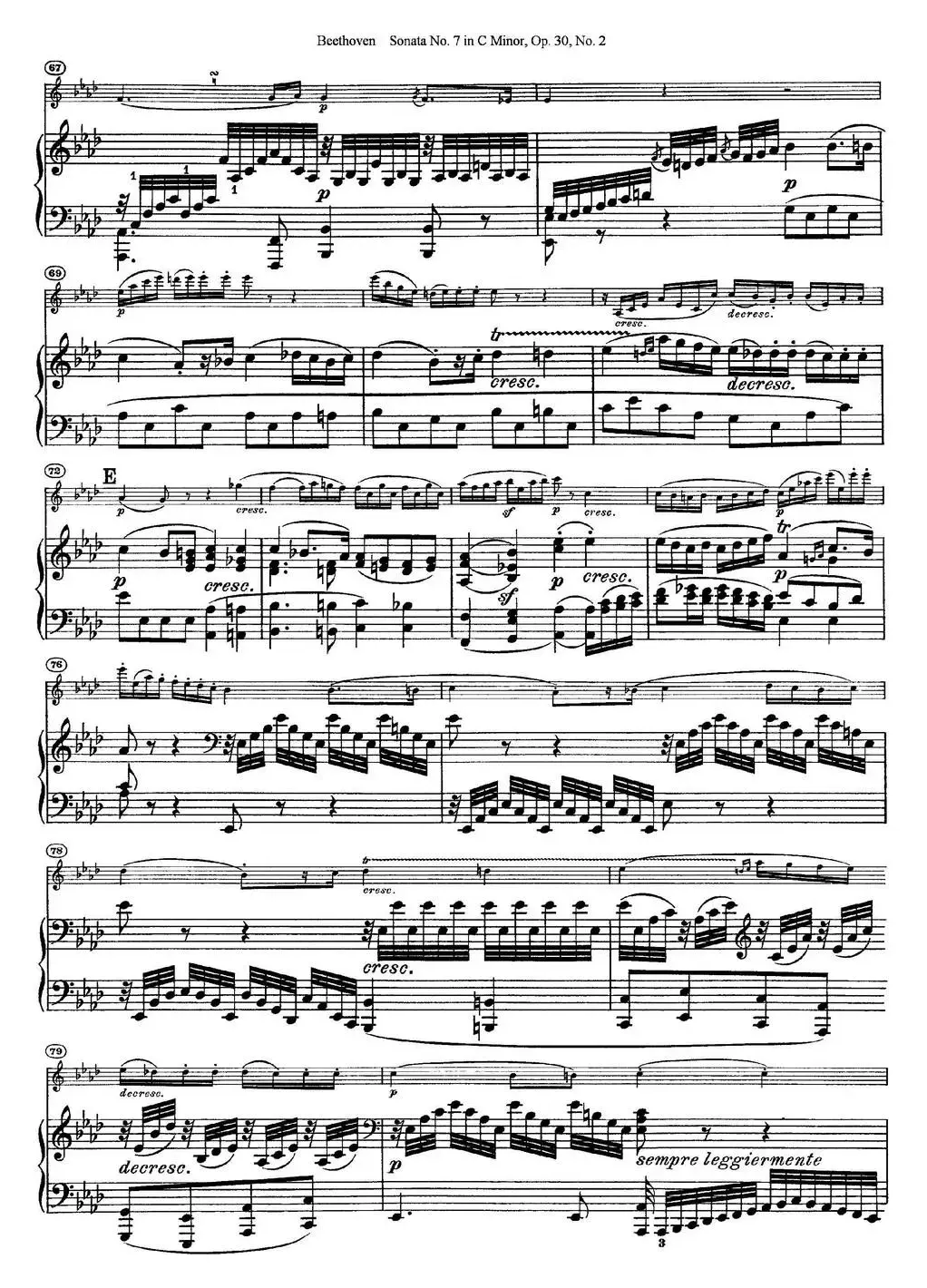 Violin Sonata No.7 in C Minor Op.30 No.2（小提琴+钢琴伴奏）