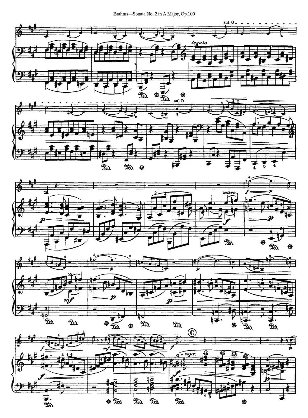 Violin Sonata No.2 in A Major Op.100（小提琴+钢琴伴奏）