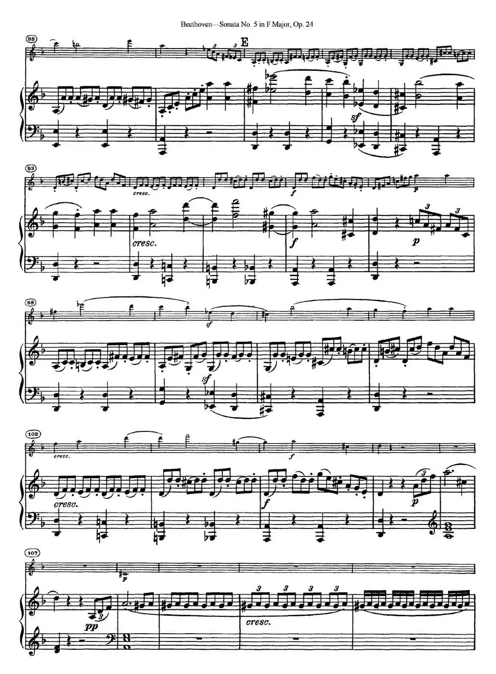 Violin Sonata No.5 in F Major Op.24（小提琴+钢琴伴奏）