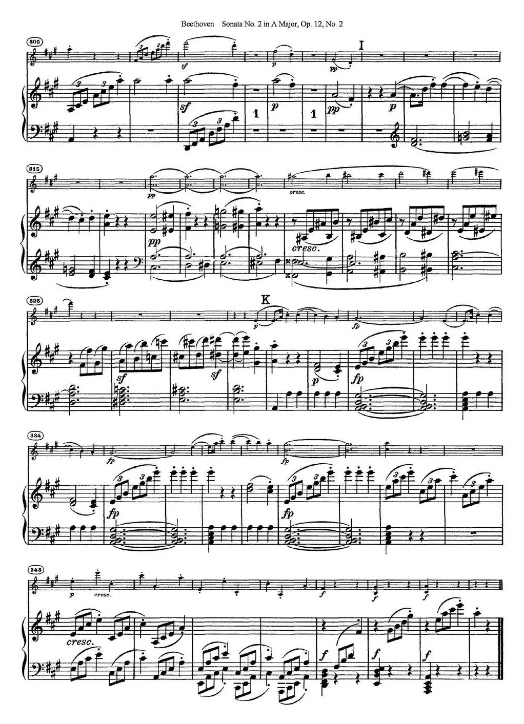 Violin Sonata No.2 in A Major Op.12 No.2（小提琴+钢琴伴奏）