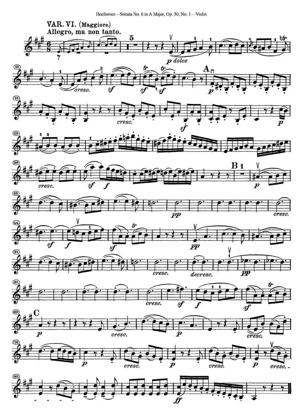 Violin Sonata No.6 in A Major Op.30 No.1