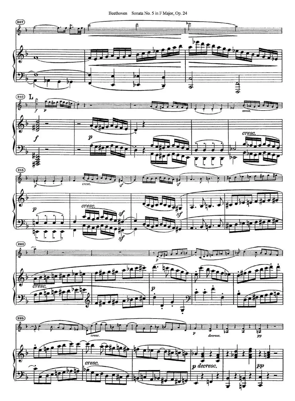 Violin Sonata No.5 in F Major Op.24（小提琴+钢琴伴奏）