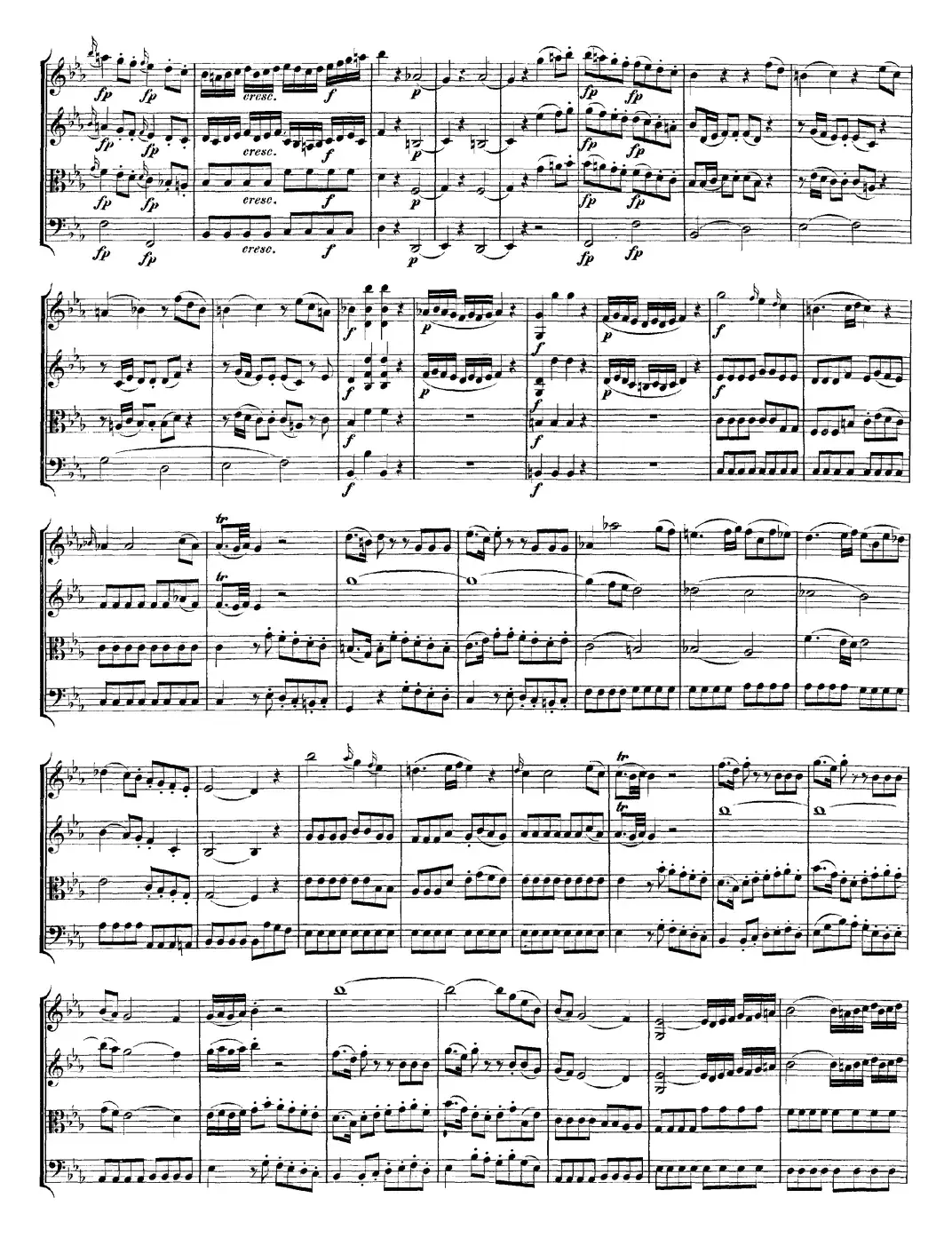 Mozart《Quartet No.7 in Eb Major,K.160》（总谱）