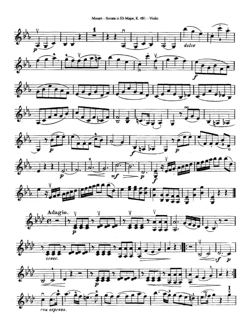 Sonata in Eb Major K.481