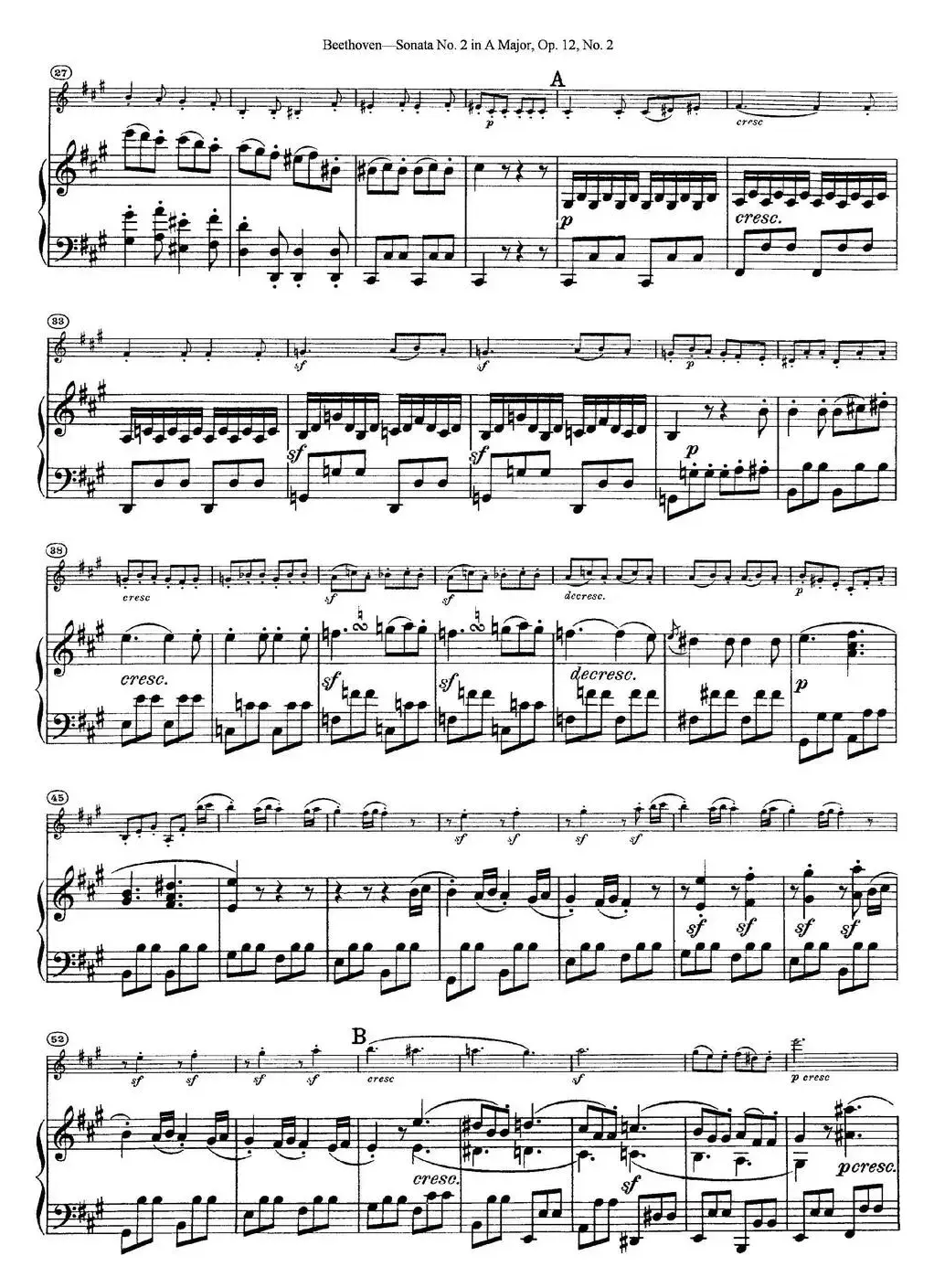 Violin Sonata No.2 in A Major Op.12 No.2（小提琴+钢琴伴奏）