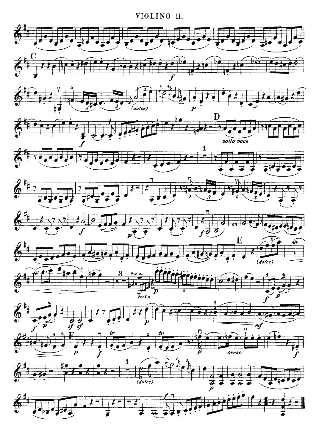 Mozart《Quartet No.21 in D Major,K.575》（Violin 2分谱）