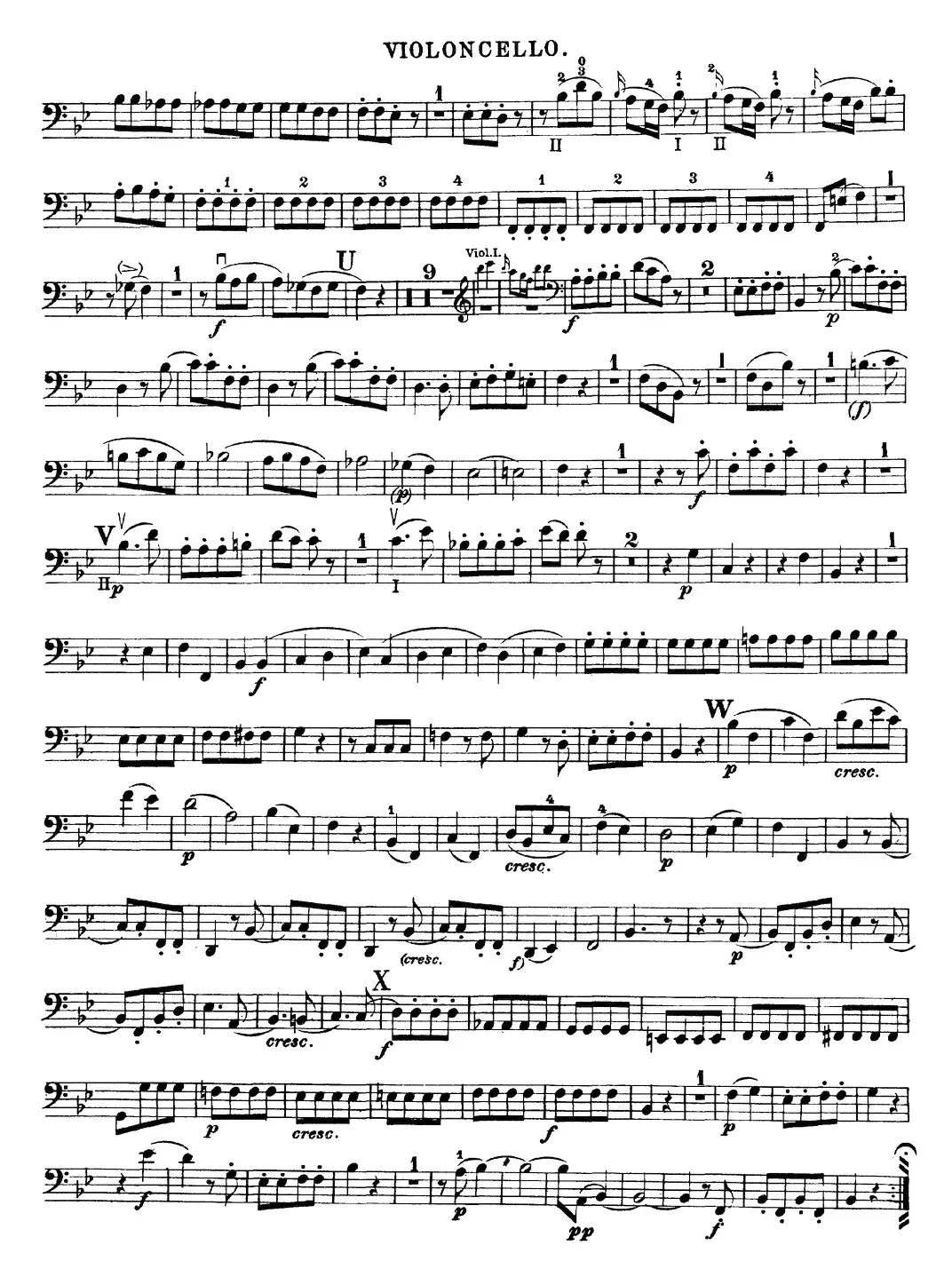 Mozart《Quartet No.17 in Bb Major,K.458》（Cello分谱）