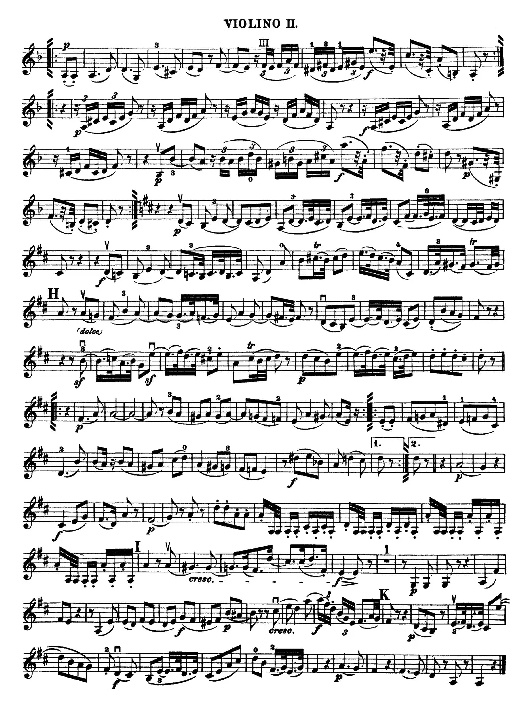 Mozart《Quartet No.18 in A Major,K.464》（Violin 2分谱）