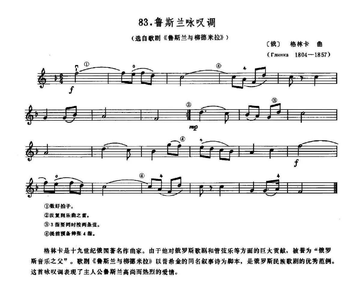 学琴之路练习曲83、鲁斯兰咏叹调