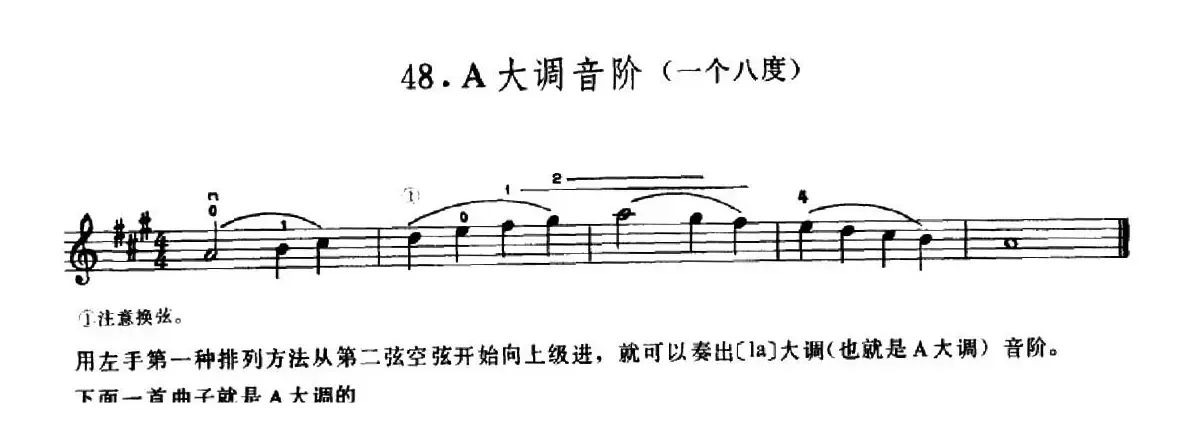 学琴之路练习曲48、A大调音阶（一个八度）