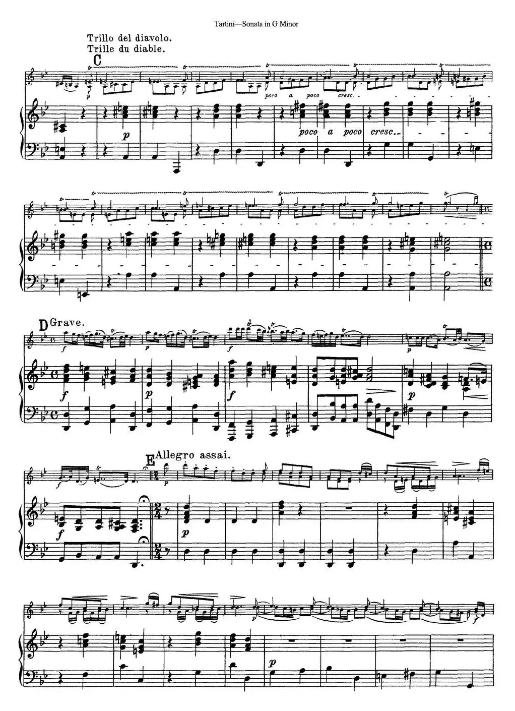 Violin Sonata in G Minor（The Devil's Trill）（小提琴+钢琴伴奏）