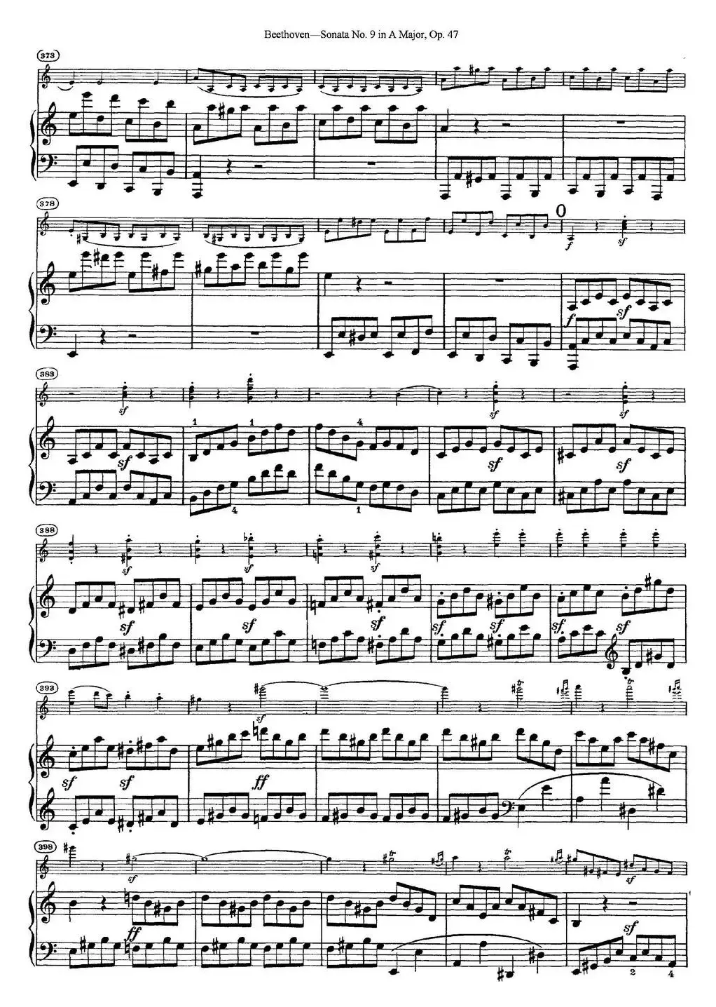 Violin Sonata No.9 in A Major Op.47（小提琴+钢琴伴奏）