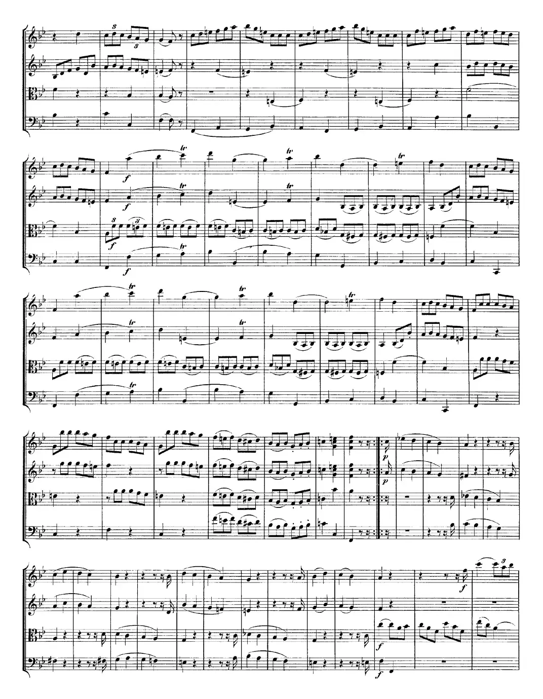 Mozart《Quartet No.12 in Bb Major,K.172》（总谱）