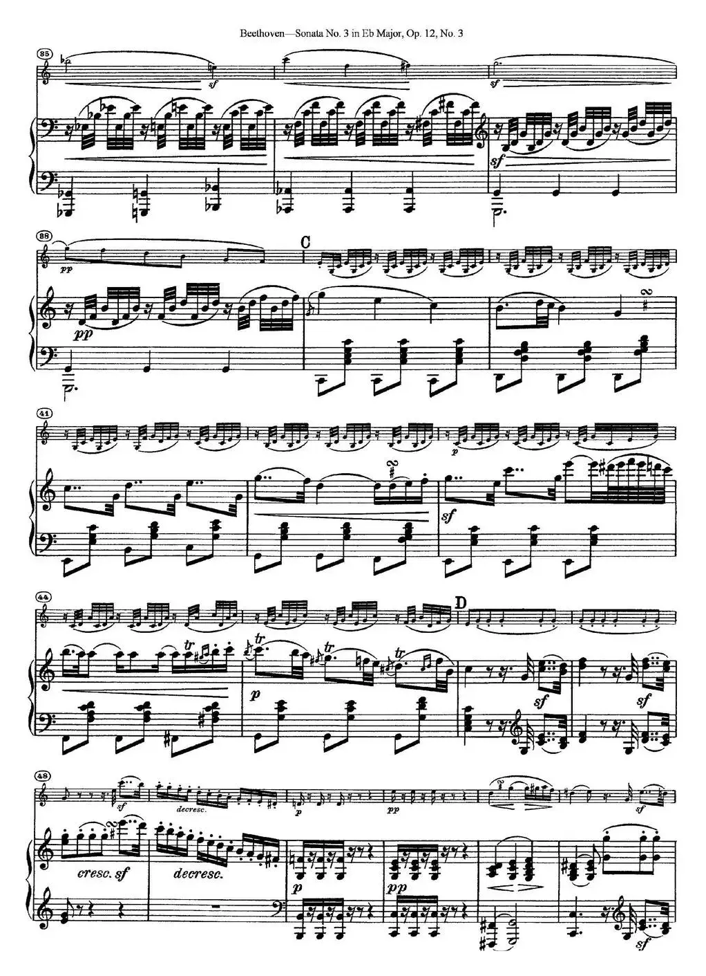 Violin Sonata No.3 in Eb Major Op.12 No.3（小提琴+钢琴伴奏）