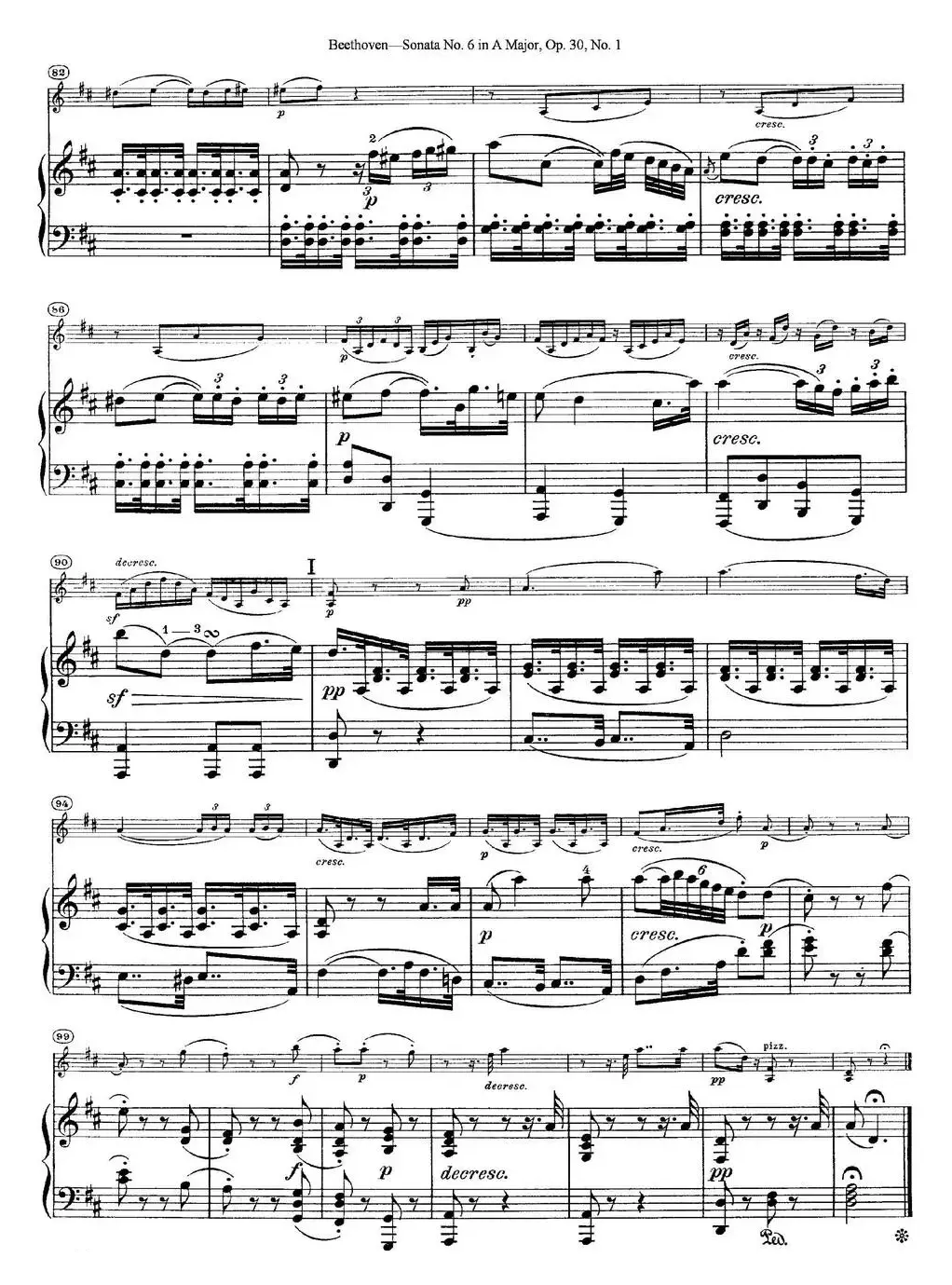 Violin Sonata No.6 in A Major Op.30 No.1（小提琴+钢琴伴奏）