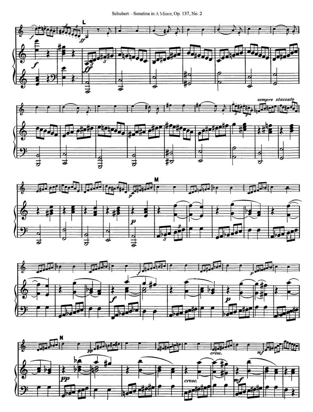 Violin Sonatina in A minor Op.137 No.2（小提琴+钢琴伴奏）