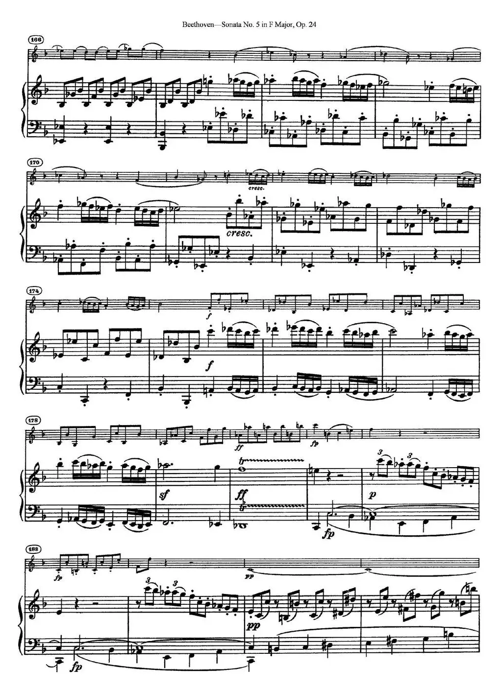 Violin Sonata No.5 in F Major Op.24（小提琴+钢琴伴奏）